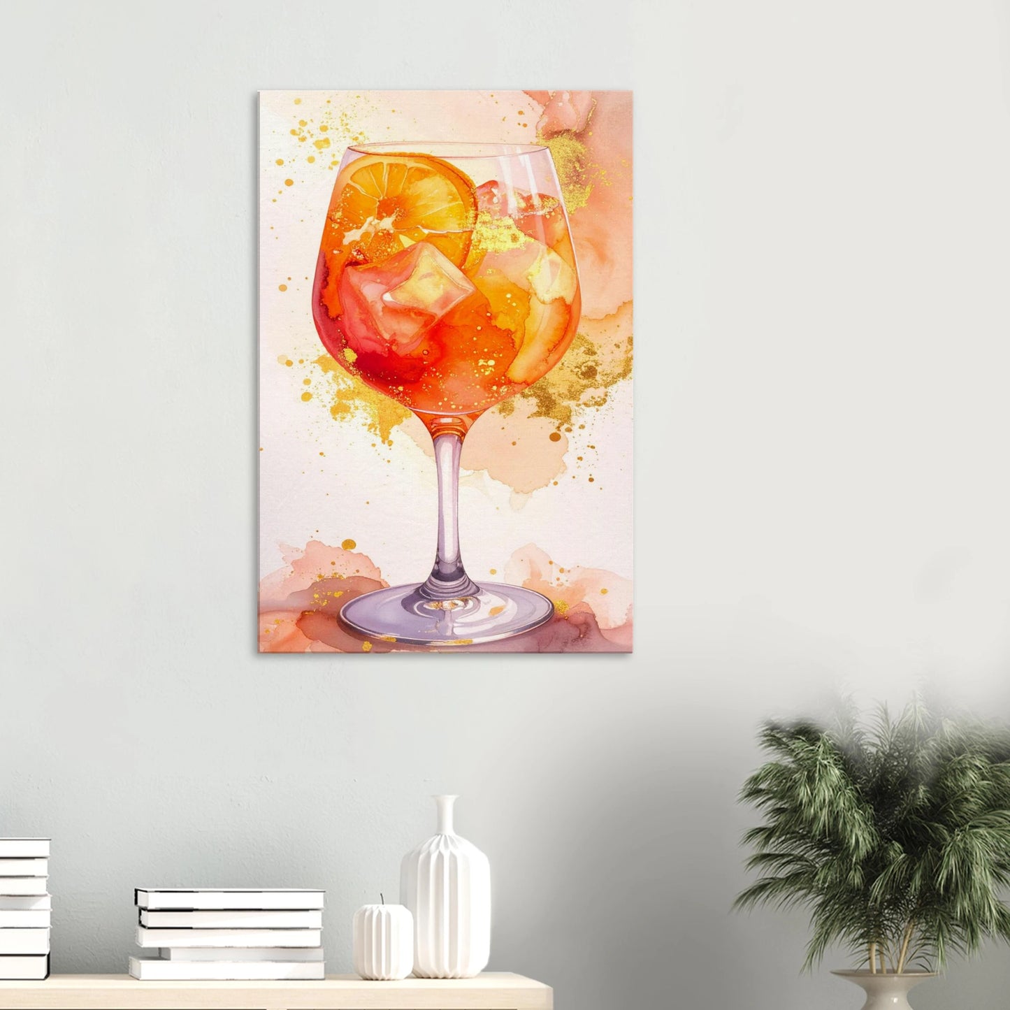 Sunlit Sip | Wall Art Canvas featuring a vibrant cocktail against a warm sunset backdrop, perfect for summer relaxation.