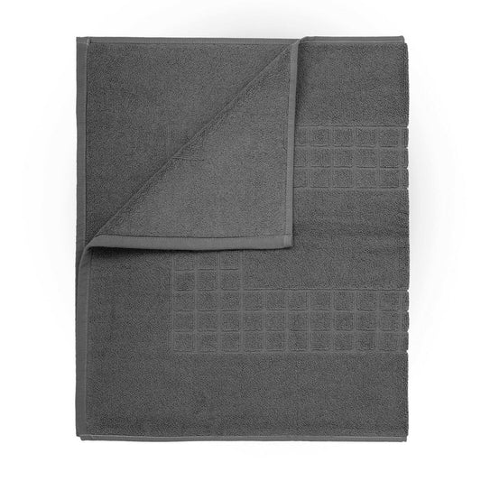 Soft anthracite microfiber bath mat with check design for ultimate comfort in bathroom decor.