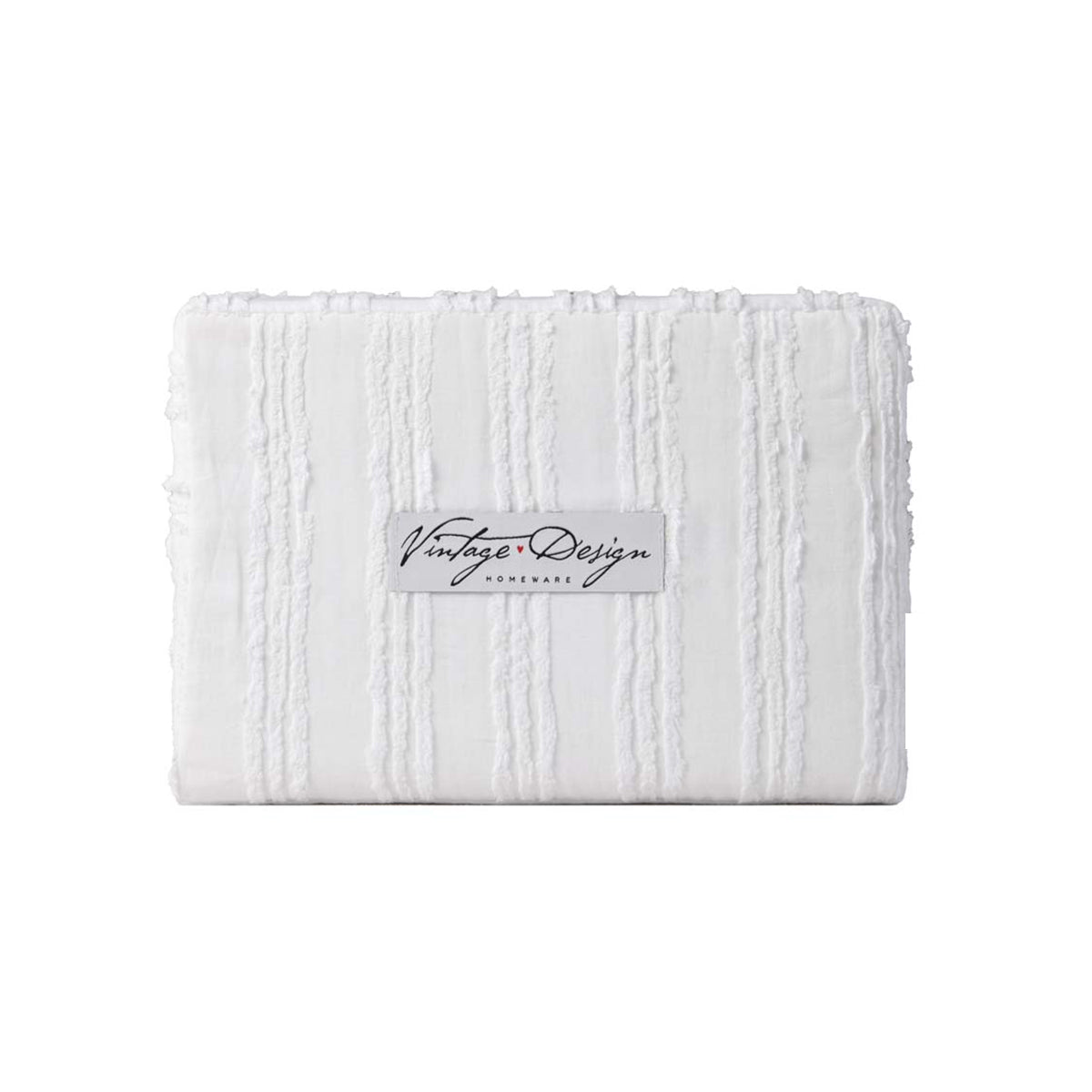 Product packaging of the white vintage design natural cotton quilt cover set, displaying the brand logo.