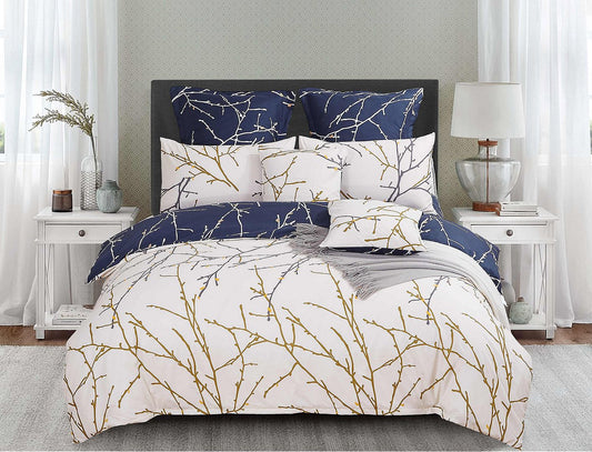Tree reversible super king size blue duvet cover set, adding comfort and luxury to your bedroom with a nature-inspired design.