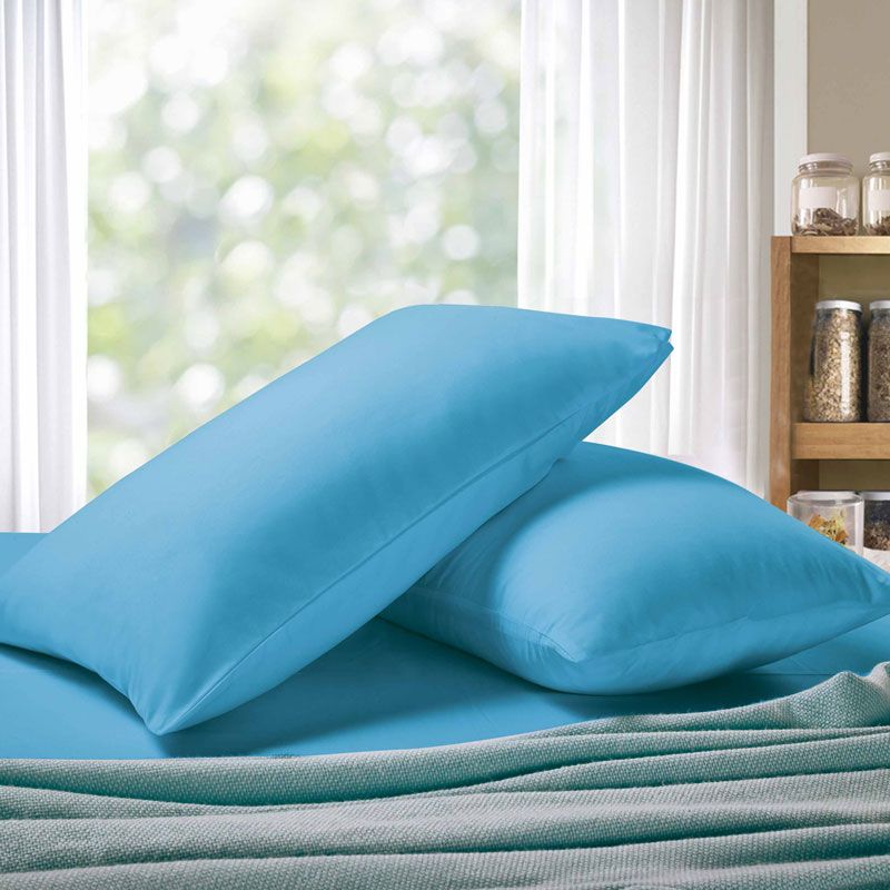 1000TC Premium Ultra Soft Queen Size Pillowcases 2-Pack in Light Blue - Luxury Bedding