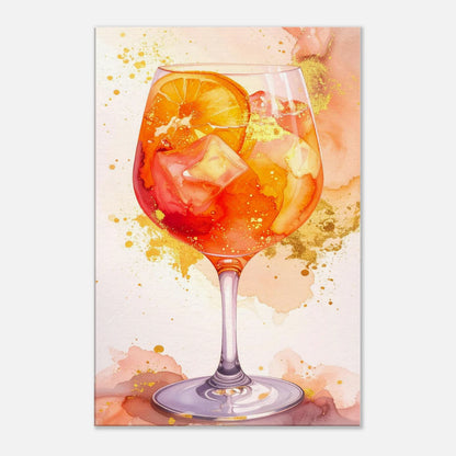 Sunlit Sip | Wall Art Canvas featuring a vibrant cocktail with orange and gold hues, perfect for summer relaxation.