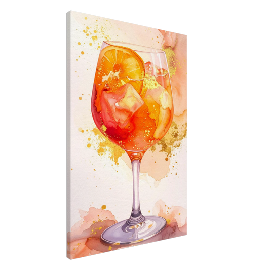 Sunlit Sip | Wall Art Canvas featuring a vibrant cocktail with orange slices, ideal for summer relaxation.