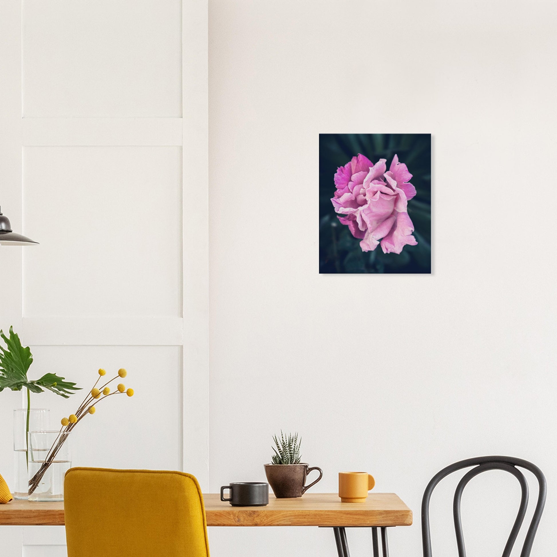 Elegant Pink Rose - Nature Canvas Wall Art Print Dining Room