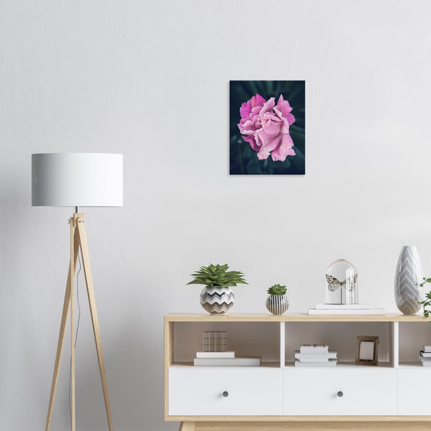 Elegant Pink Rose - Nature Canvas Wall Art Print Living Room