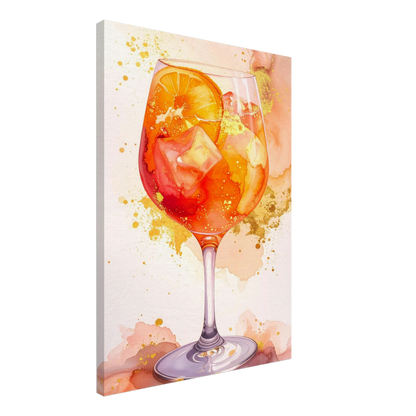 Sunlit Sip | Wall Art Canvas featuring a vibrant cocktail illustration with sunset colors, perfect for summer relaxation.