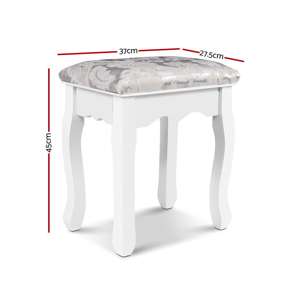 Artiss Velvet White Dressing Table Stool with elegant design and dimensions 37x27.5x45cm, perfect for vanity setups.