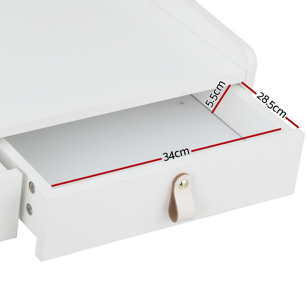 White drawer of Artiss Daphne Dressing Table, measuring 34cm by 28.5cm, showcasing its sleek and functional design.