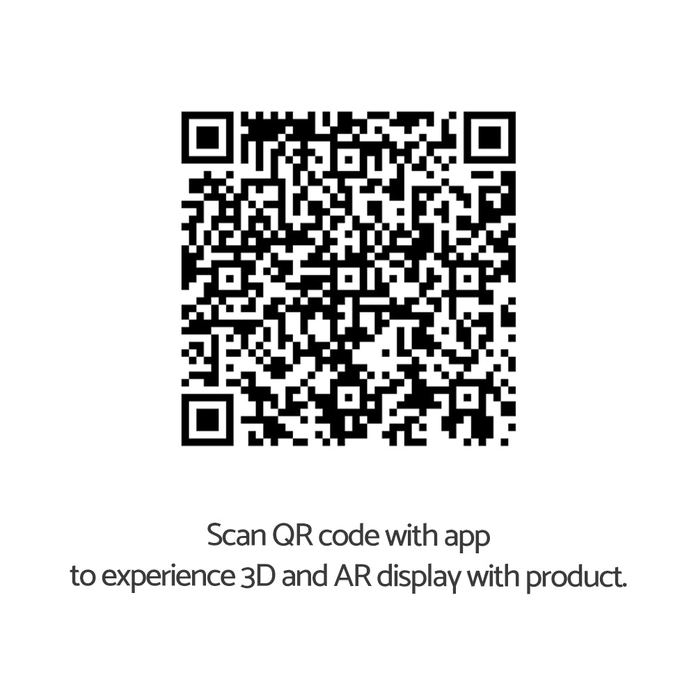 QR code for 3D and AR display of product experience with app.