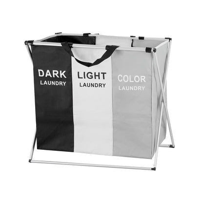 Artiss laundry basket hamper with three sections for dark, light, and color laundry—stylish and practical storage solution.