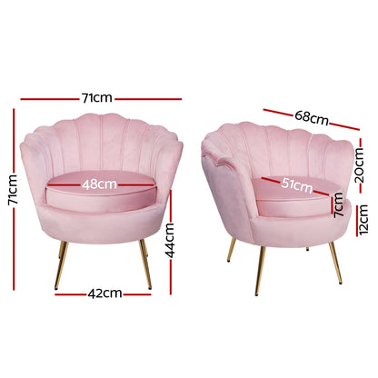 Artiss Pink Velvet Armchair Callista - Stylish Accent Chair with Colour Pop