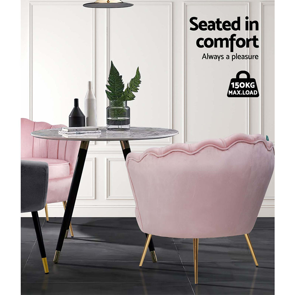 Artiss Pink Velvet Armchair Callista - Stylish Accent Chair with Colour Pop