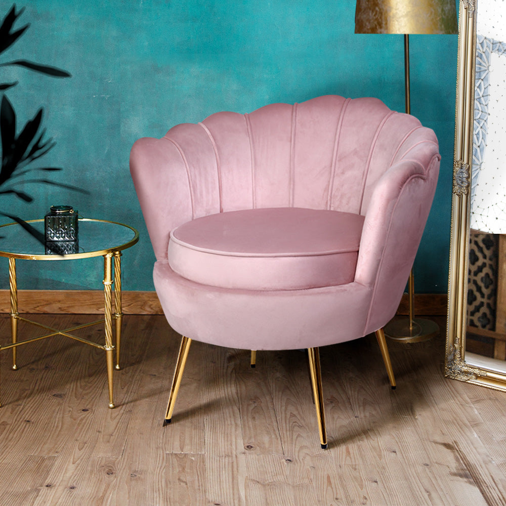 Artiss Pink Velvet Armchair Callista - Stylish Accent Chair with Colour Pop