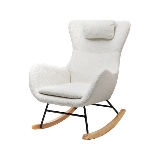 Artiss Rocking Chair Armchair With Pillow - White Boucle