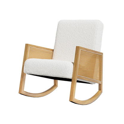 Artiss Rocking Chair Armchair - White Boucle & Rattan