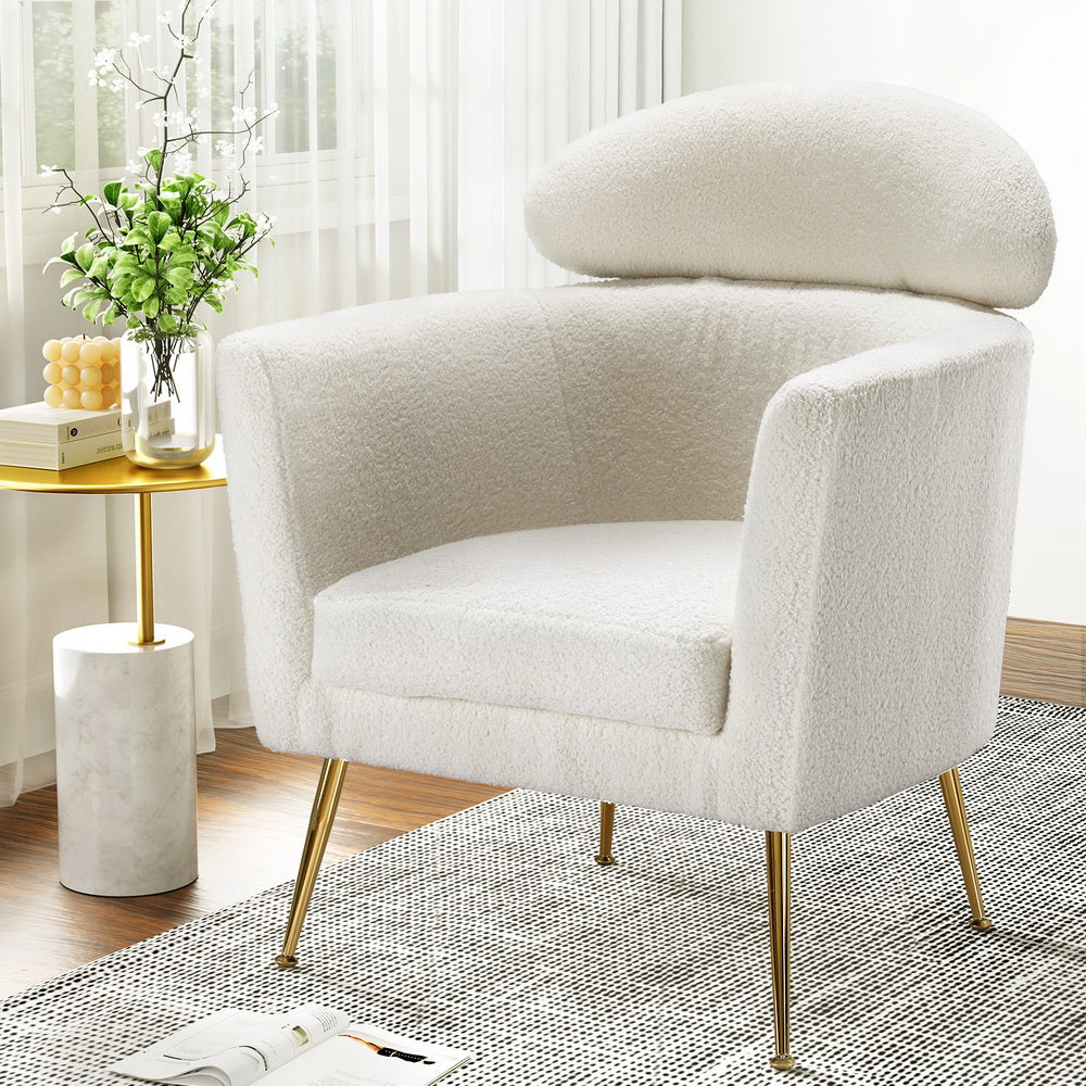 Artiss Armchair Lounge Chair - White Yoli Bouclé Accent Chair