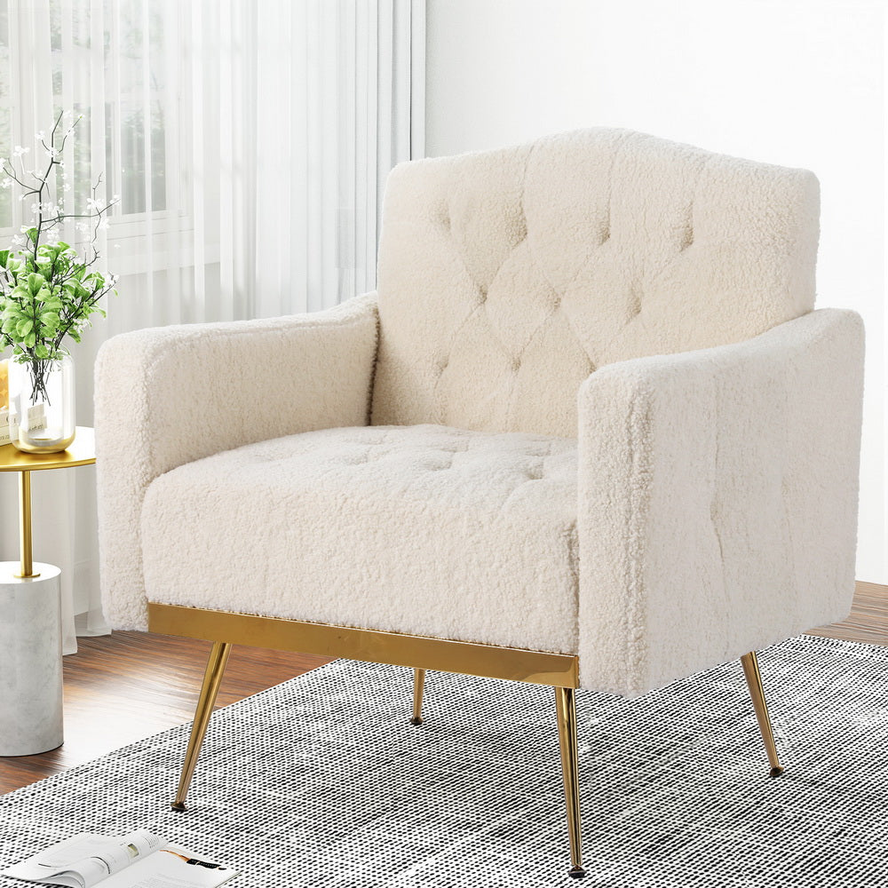 Artiss Armchair Lounge Chair - Beige Nicole Bouclé Accent Chair