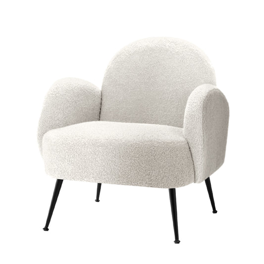 Artiss white Sherpa bouclé armchair lounge chair, stylish and cozy accent for modern living spaces.