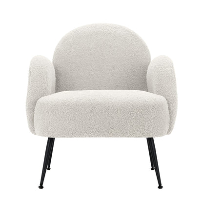 Artiss Armchair Lounge Chair in white Sherpa bouclé, stylish accent chair with cozy texture and modern design.