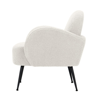 Artiss Armchair Lounge Chair in white Sherpa boucle, stylish accent chair with modern design and cozy texture.