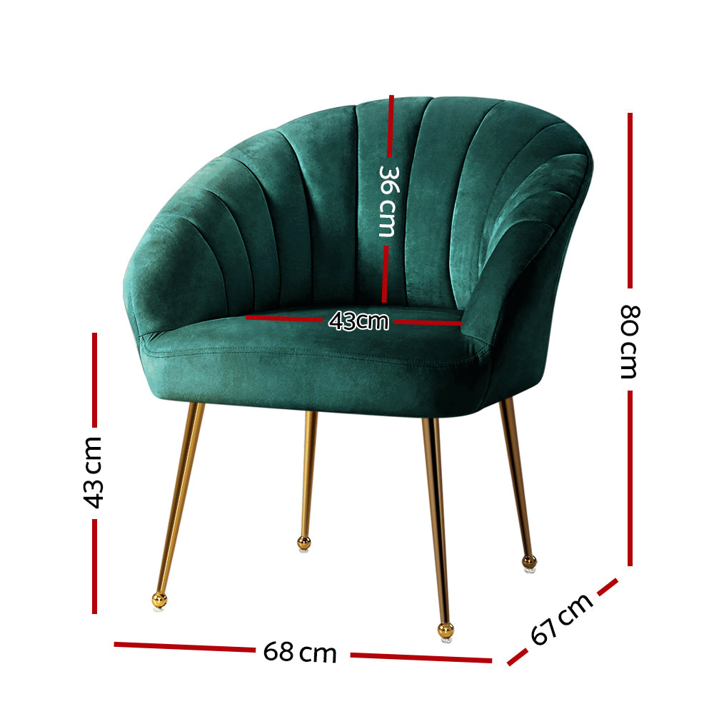 Artiss Green Velvet Armchair Eloise - Stylish Accent Chair with Colour Pop