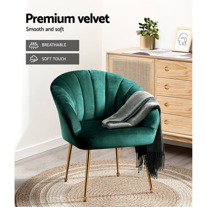 Artiss Green Velvet Armchair Eloise - Stylish Accent Chair with Colour Pop