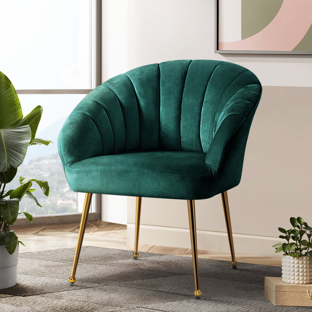 Artiss Green Velvet Armchair Eloise - Stylish Accent Chair with Colour Pop