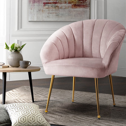 Artiss Pink Velvet Armchair Eloise - Stylish Accent Chair with Colour Pop