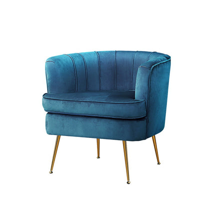 Artiss blue velvet accent chair with gold legs, offering a luxurious and elegant touch to any living space.