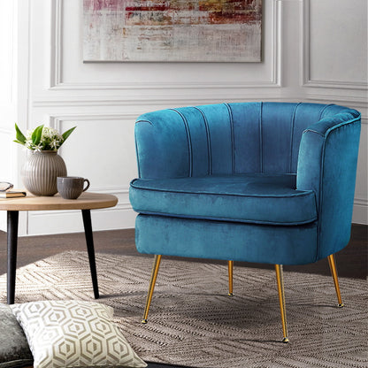 Artiss Blue Velvet Armchair Norvia - Stylish Accent Chair with Colour Pop