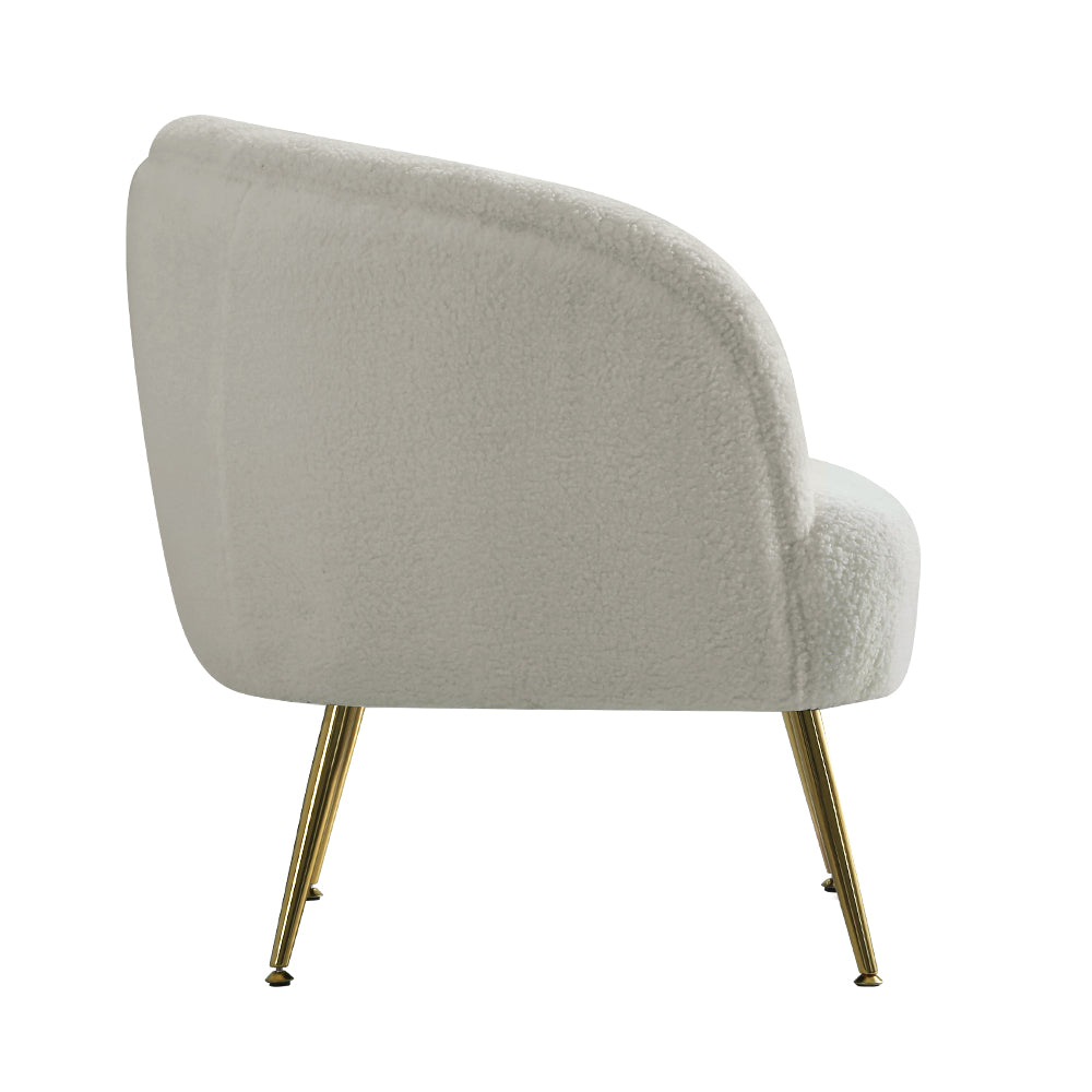 Artiss Armchair Lounge Chair in white Sherpa bouclé with stylish gold legs, perfect accent chair for modern homes.