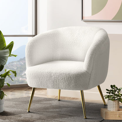 Stylish Artiss Armchair Lounge Chair in white Sherpa bouclé fabric, perfect accent chair for modern living spaces.