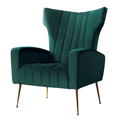 Artiss Green Velvet Armchair Kate - Stylish Accent Chair with Colour Pop