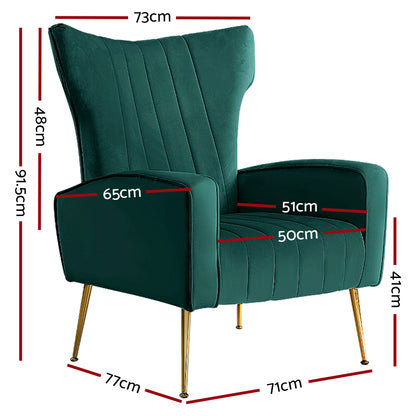 Artiss Green Velvet Armchair Kate - Stylish Accent Chair with Colour Pop