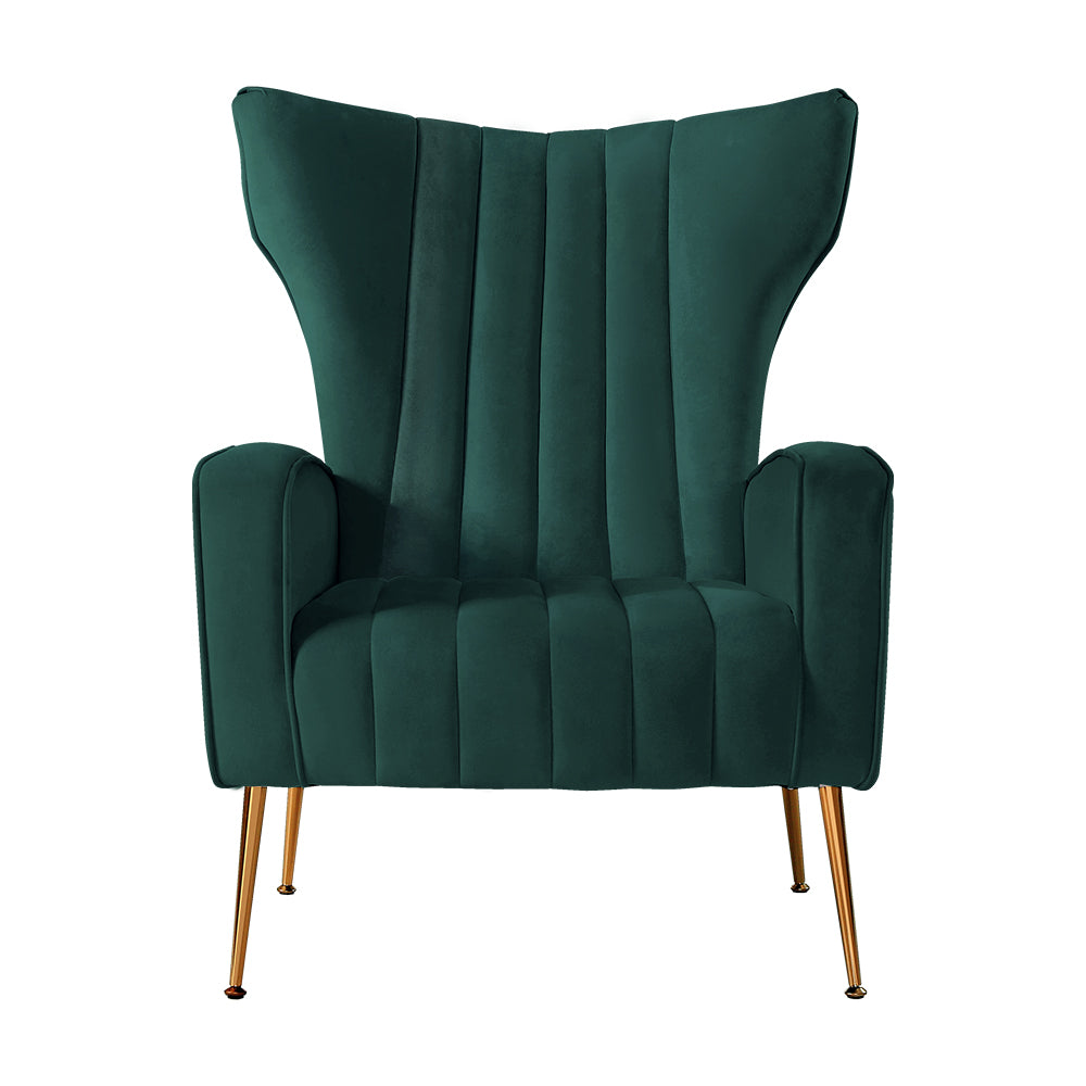 Artiss Green Velvet Armchair Kate - Stylish Accent Chair with Colour Pop