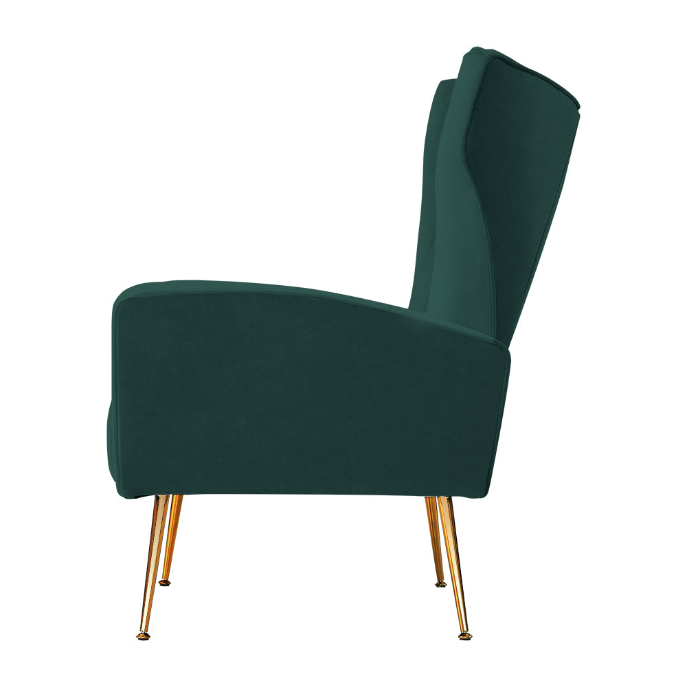 Artiss Green Velvet Armchair Kate - Stylish Accent Chair with Colour Pop