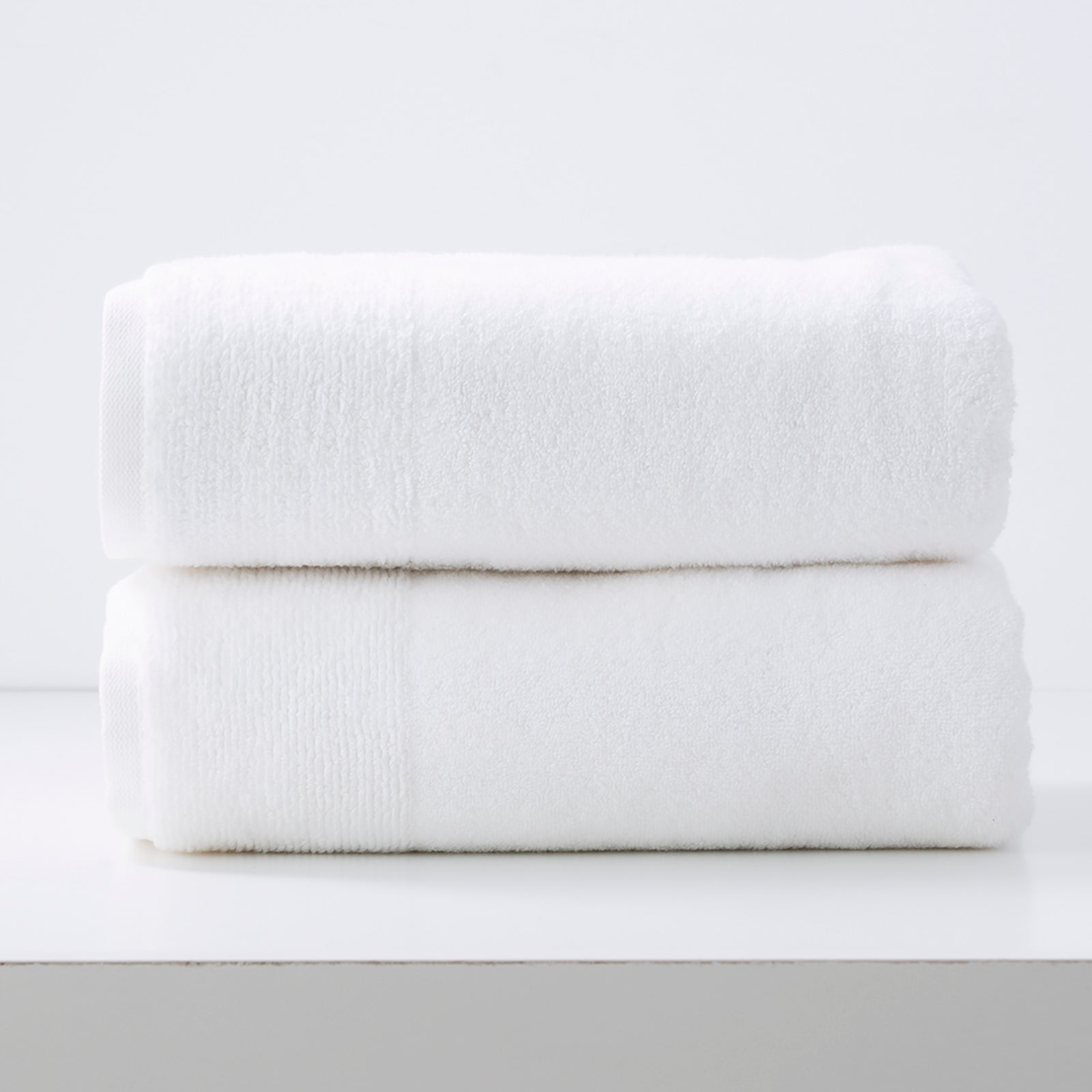 Luxury snow white bath towel set, 2 pack, 650 GSM zero twist cotton, perfect for bathrooms, Renee Taylor Aireys bathroom towels.