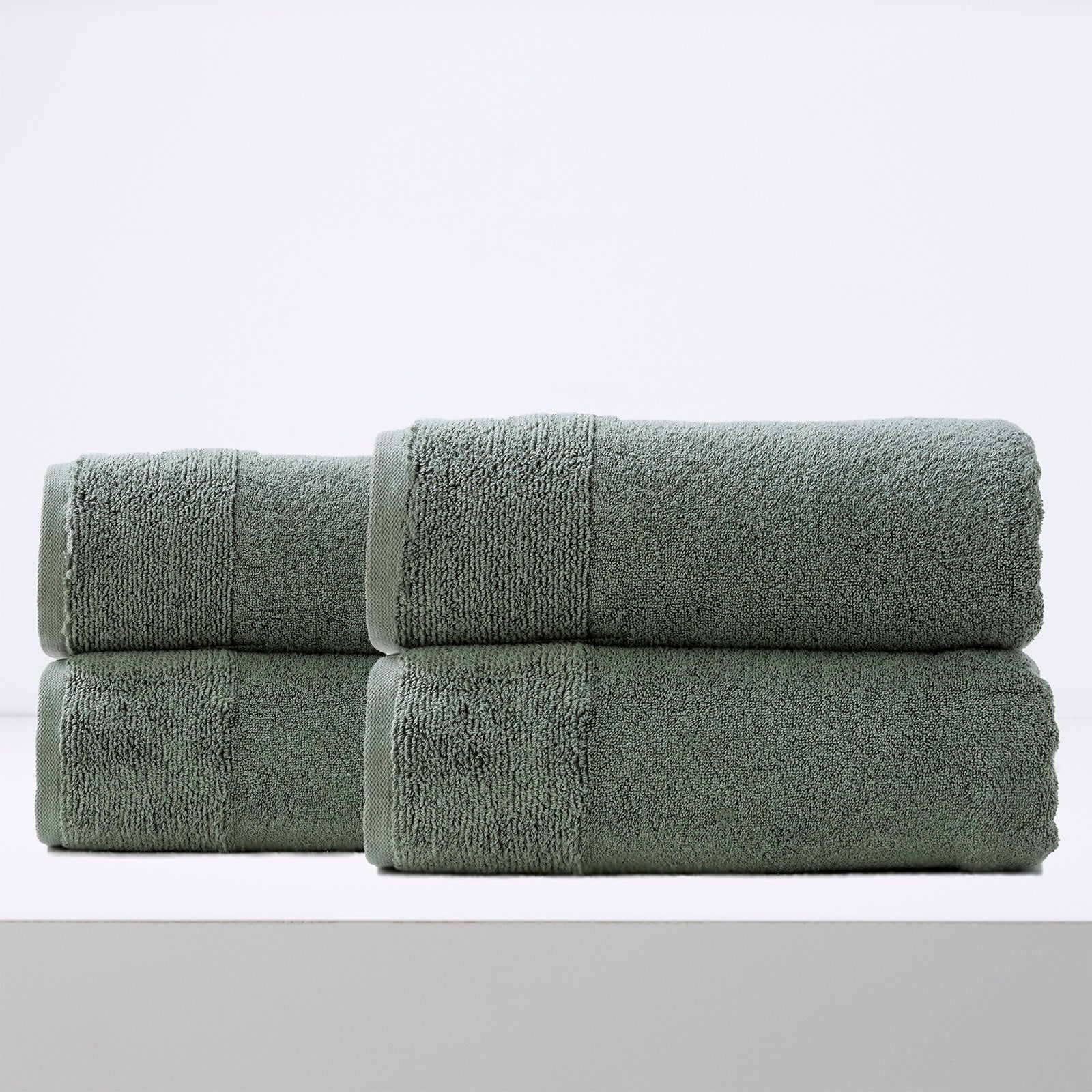 Luxury Aireys Agave 4 Pack Bath Towels, 650 GSM, Zero Twist Cotton, Renee Taylor Bathroom Towels