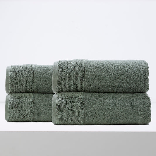 Luxury Aireys Agave 4 Pack Bath Towels, 650 GSM, Zero Twist Cotton, Renee Taylor Bathroom Towels