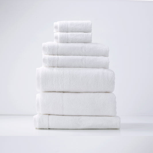 "Luxury Snow White 7 Piece 650 GSM Zero Twist Bath Towels by Renee Taylor, Soft and Quick-Drying Bathroom Towels"