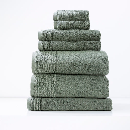 Agave Aireys 650 GSM Zero Twist 7 Piece luxury bath towel set by Renee Taylor, soft and durable bathroom towels.