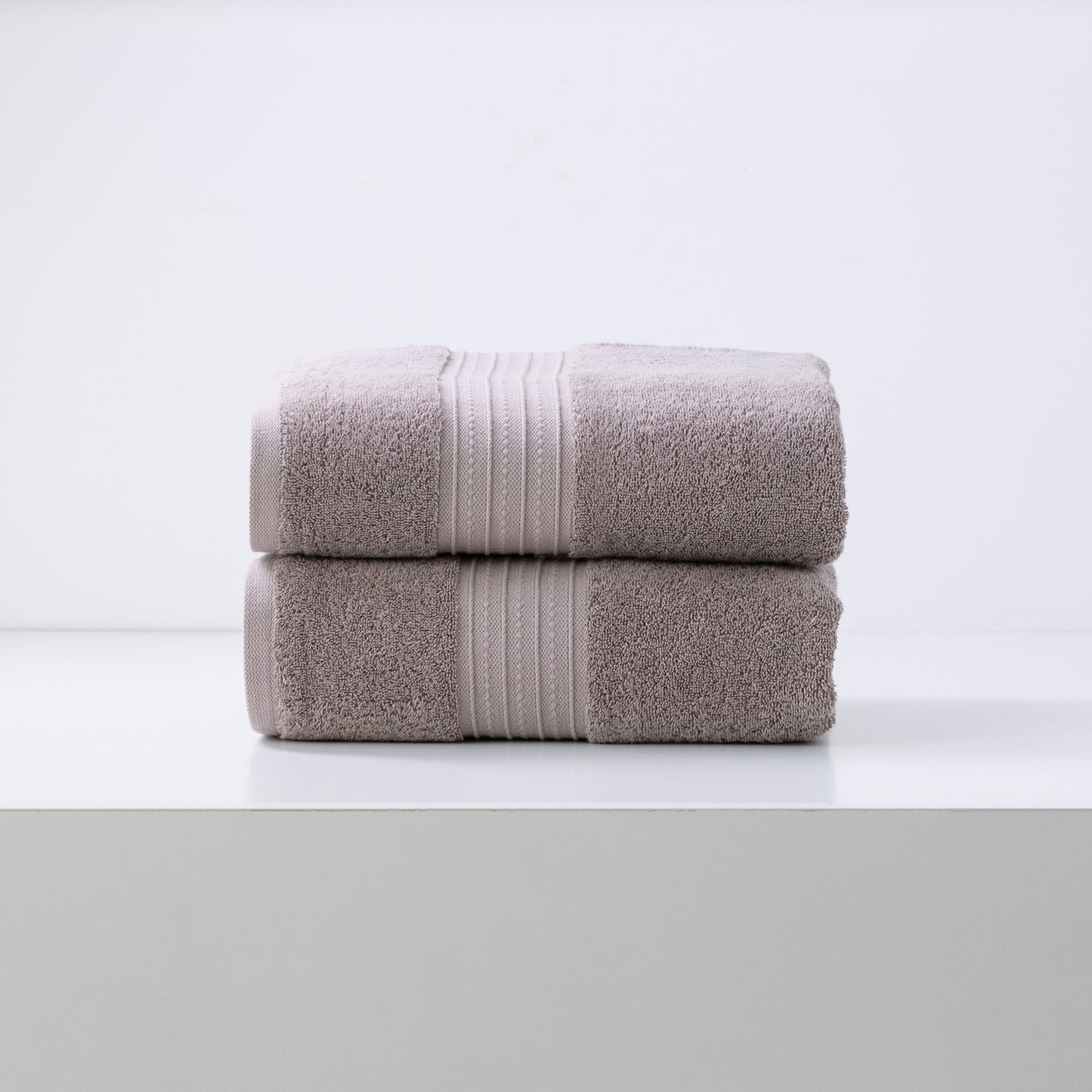 Luxury grey bath towel set, 2-pack of Renee Taylor Brentwood 650 GSM low twist cotton bath sheets, perfect bathroom towels