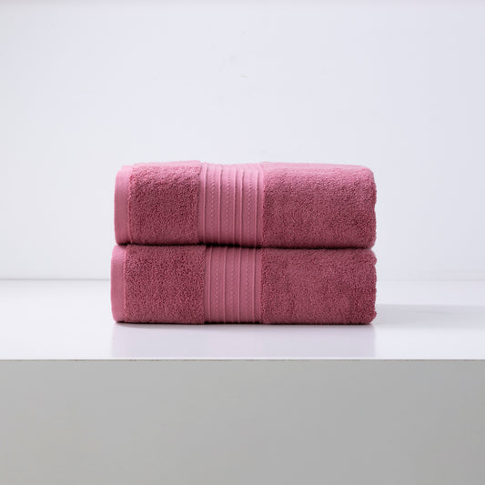 Pink Brentwood 650 GSM Low Twist 2 Pack Bath Sheet by Renee Taylor, luxury bathroom towels made with soft combed cotton yarn.