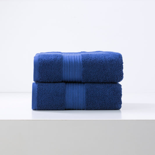 Royal blue Brentwood 650 GSM low twist bath towels, 2 pack by Renee Taylor. Luxurious cotton bathroom towels.