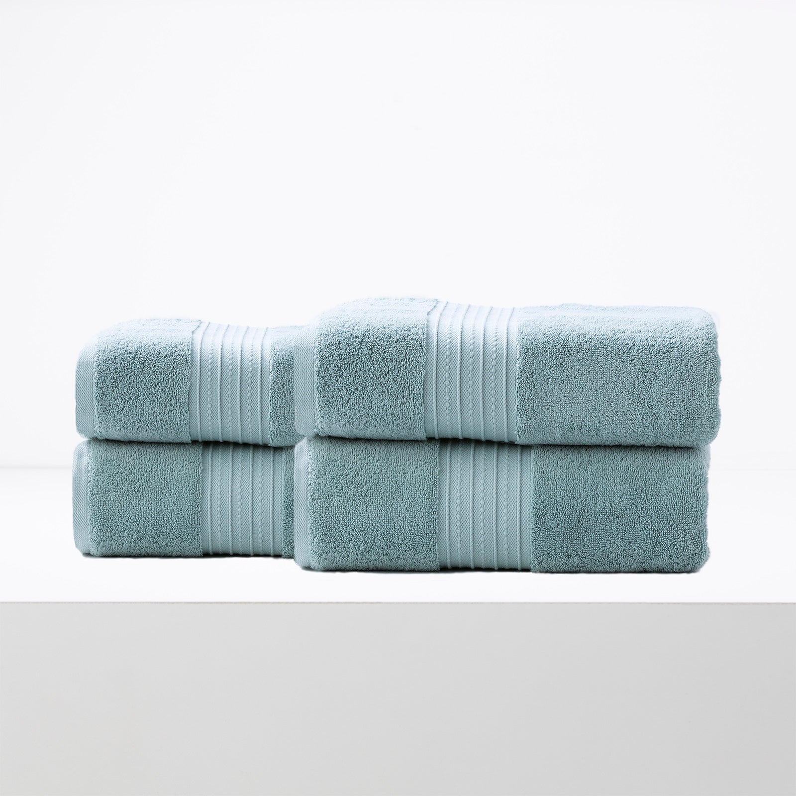 Luxury blue bath towels, 4-pack, Renee Taylor Brentwood 650 GSM low twist cotton, bathroom essentials.