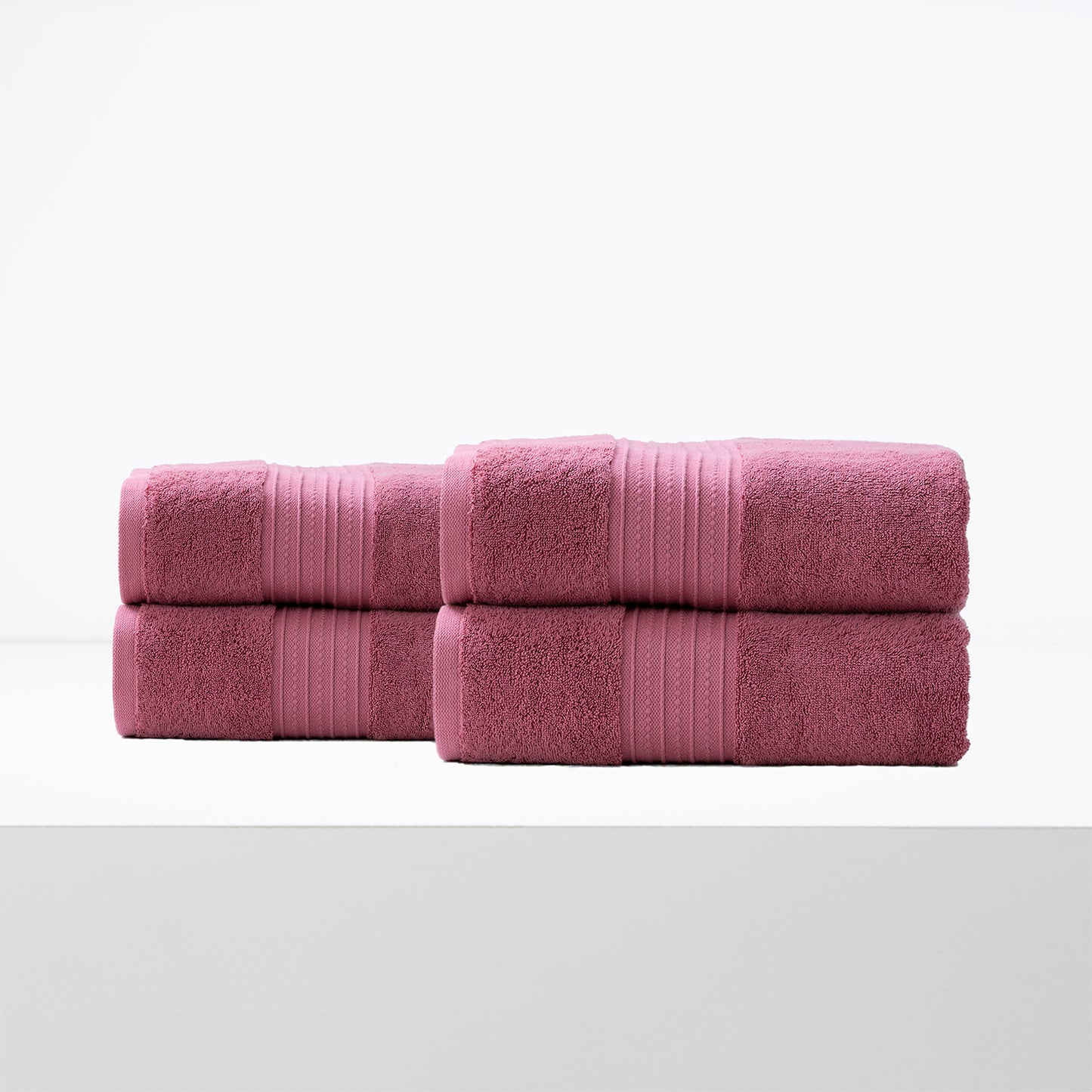 Pink Renee Taylor Brentwood 4 Pack Bath Towels, Luxury Soft Low-Twist Cotton, Bathroom Towels, 650 GSM Rosebud Bath Sheets