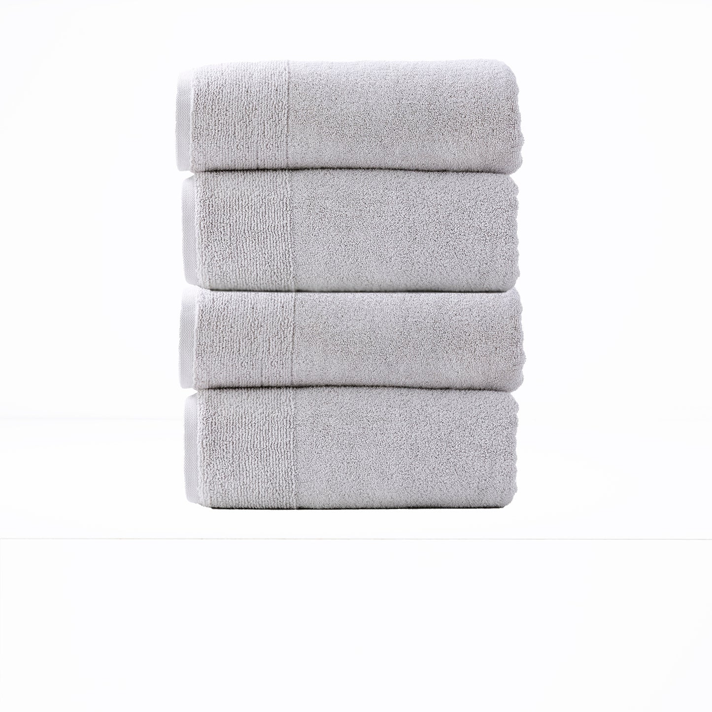 Vapour grey Aireys 650 GSM zero twist 4 piece luxury bath towel set by Renee Taylor, soft and quick-drying bathroom towels.