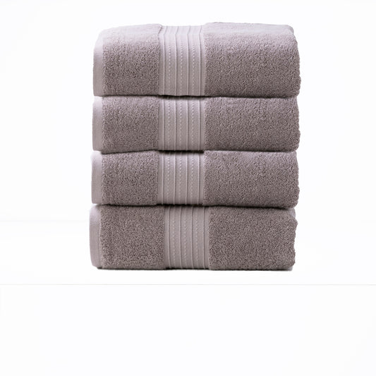 Grey 4-piece Brentwood 650 GSM low twist combed cotton luxury bath towel set by Renee Taylor for a modern bathroom