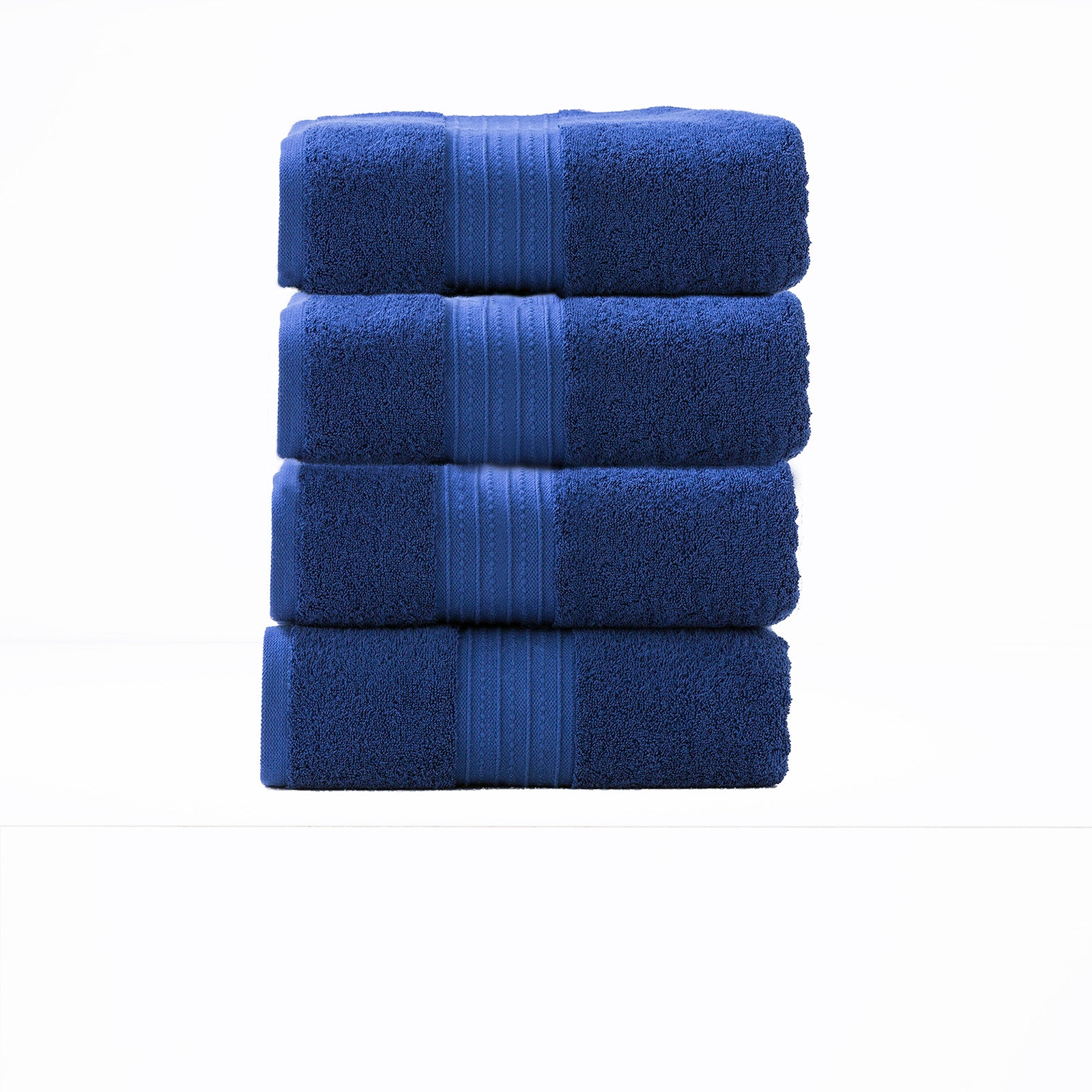 Blue Brentwood 650 GSM Low Twist 4 Piece Bath Towel Set by Renee Taylor in soft cotton for luxury bathroom comfort.