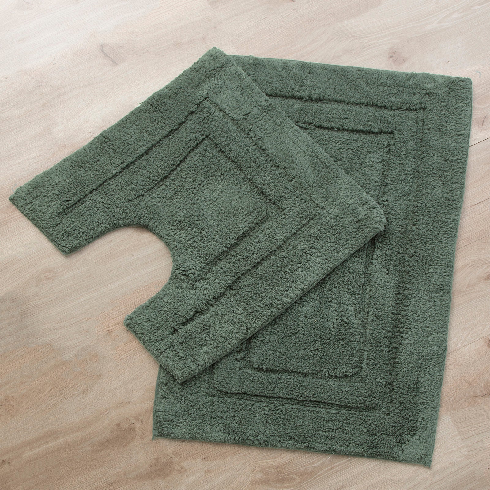 2 Piece tufted sage bath mat set featuring plush and soft designs for luxurious bathroom comfort.